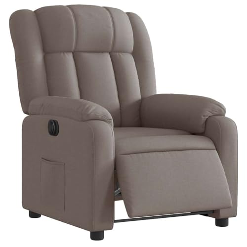 vidaXL Fauteuil Inclinable Électrique, Chaise de Relaxation avec Dossier, Siège avec Accoudoirs, Fauteuil TV de Salle de Séjour, Taupe Tissu