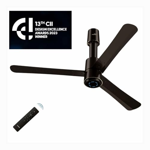 Image of V-Guard INSIGHT-E BLDC remote control ceiling fan with 5 years brand warranty, High Speed 370 RPM, 5 Star rating (Space Black mono tone)