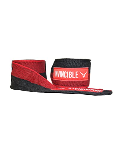 Image of INVINCIBLE Nylon Mexican Style Semi-Stretch Hand Wraps (Black Red, 4.5 Meter)