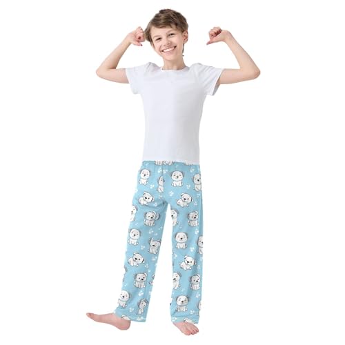 Pajama Bottoms, Cute Cartoon Puppy Pattern Sleeping Pant Lounge Wear Pajamas Long Pants Sleepwear Pjs2