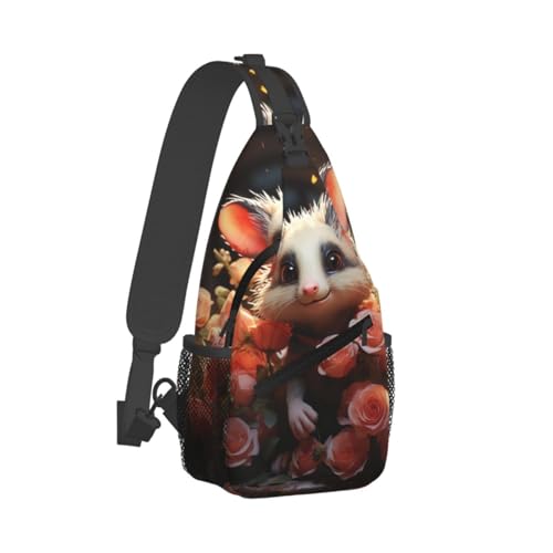 Bolso Sling para Mujer y Hombre con Diseño Opossum y Rosas miniatura 7