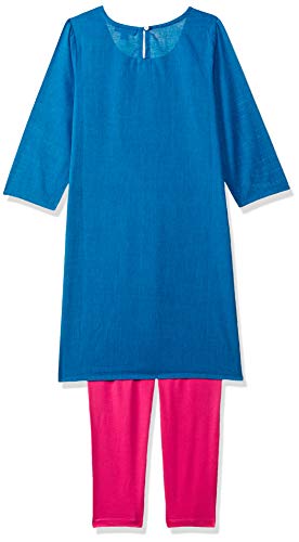 Image of BIBA Girls Cotton Straight Kurta Legging Suit Set