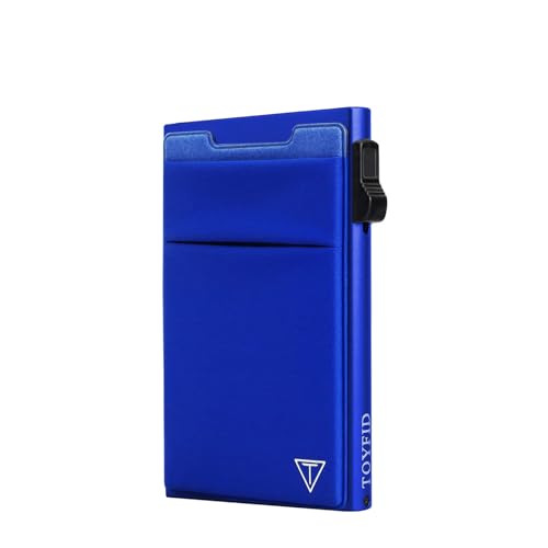TOYFID Cartera desplegable para tarjetas de crédito para hombre, de metal, delgada, minimalista, con bolsillo para dinero, bloqueo RFID y ultraligera 6075 de aluminio de aviación, cartera para