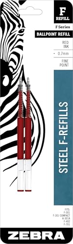 Stylo à bille Zebra F-Series cartouche de recharge en acier encre rouge fine