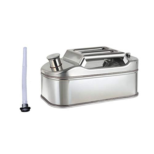 RGH 5L Metal Fuel Tank Stainless Steel Oil Gasoline Diesel Canister Storage Petrol Can For Motorcycle Truck Car