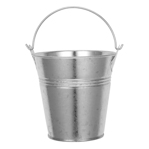 TOYANDONA Kleine Verzinkte Blecheimer mit Griff 8cm Rustikaler Kleiner Blumenkübel für Tischdekoration Hochzeiten und Bastelmaterialien Silberner Pflanzkübel im Landhausstil
