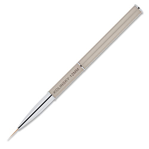 Beaute Galleria 1 Piece Kolinsky Sable Nail Art Liner Striping Brush, for Thin Fine Line Drawing, Detail Painting, Striping, Blending, One Stroke, Acrylic Nail Art Brush (Size: 12MM)