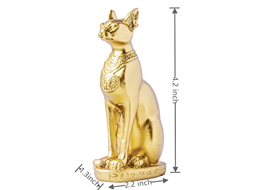Estatua de la Diosa Egipcia Bastet Gato Dorado 4.2 pulg miniatura 2