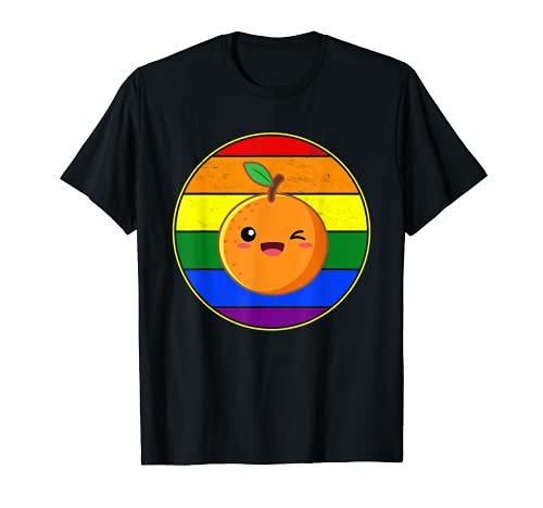 Cute Orange Lover LGBTQ Stuff Teen Rainbow Kawaii Love Fruit Camiseta