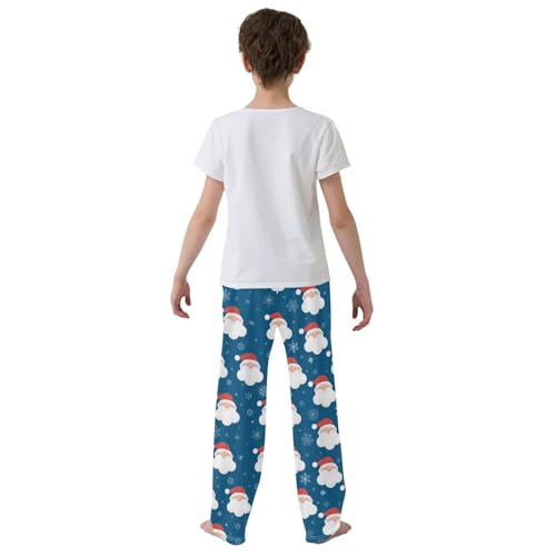 Boys' Pants Santa Snowflakes Dark Blue Long Bottoms Jogger Pants Elastic Waist Trousers with Pockets S-XL3