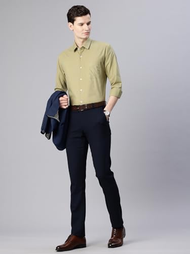 Image of Majestic Man Men's Solid Cotton Blend Wrinkle-Resistant Slim Fit Easy-Iron Formal & Office Wear