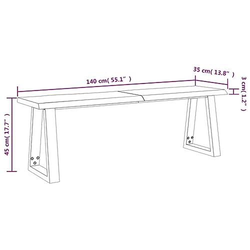 Banc acacia massif 140 cm bord vivant, vidaXL