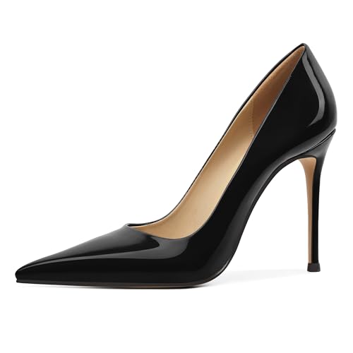 Image of Eldof Women's Classic Dress Pumps Shoes, Sexy Pointed Toe 4 inch Stiletto High Heels, Office Formal Slip On Size 5-13