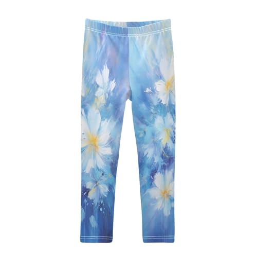 Bolaz Toddler Girls Leggings Printed Yoga Pants Leggings Painting White Flower for Kids