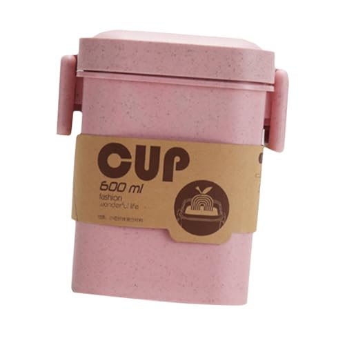 ROMISBABA 密閉耐熱スープカップ 麦わら素材 ポータブル漏れ防止 お粥容器 軽量持ち運び便利 家 職場 学校 ピクニック対応