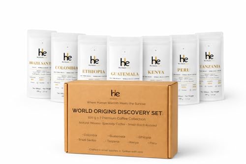 Humaneast World Origins Discovery Coffee Gift Set – 7 Single Origin Coffees (7 x 100g, 700g Total) – Freshly Roasted Small Batch – Gourmet Coffee Gift Box