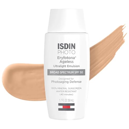 ISDIN Eryfotona Ageless SPF 50 (1.7 Fl Oz) | Tinted Mineral Sunscreen for Face with Zinc Oxide | Anti-Aging Sunscreen with DNA Repairsomes & Vitamin E | No White Cast, Dermatologist Recommended