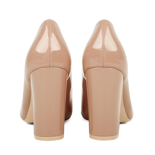 JOY IN LOVE Chunky Heels for Women High Block Heel Pointy Toe Dress Work Pumps4