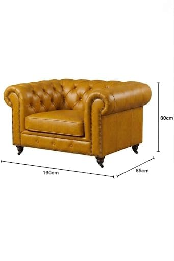Image of Modern Classic Design Leatherette Luxury Chester Sofa Set with Button Tufted, Sofa for Living Room Home, Office and Lobby (Yellow, 1 Seater Sofa)