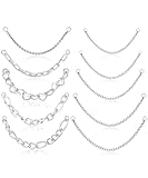 Tornito 10 anillos de nariz de acero inoxidable con forma de corazón, cadenas dobles para la nariz, joyería para mujeres y hombres, tono plateado 32/35/38/40/45/50 mm, Acero inoxidable, No es una