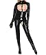 YouYaYaZ Damen(S-5XL) Neu Leder Body Babydoll Wetlook Dessous für Clubwear Nachtwäsche(Schwarz,l)