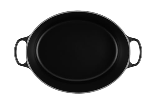 Image of LE CREUSET Signature Enamelled Cast Iron Oval Casserole Dish with Lid, 40 cm, 14.8 Litre, Matte Black, 21178400000430