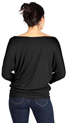 Dolman Tops for Women Off The Shoulder Tops Banded Waistband Shirts 3/4 Sleeves Regular and Plus Size Tops3