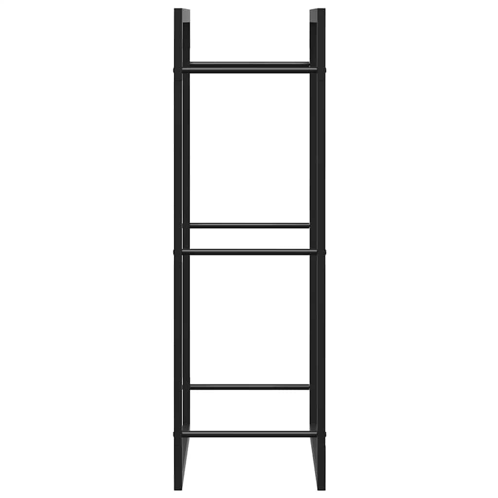 Fengshui Brennholzregal Stahl Schwarz 50x28x94 cm | Pulverbeschichtet, witterungsbestandig, mit Wandhalterung, fur trockenes Brennholz