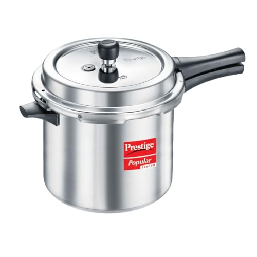 Image of Prestige Popular Svachh Aluminium 12 L Pressure Cooker|Controls Spillage|Metallic Safety Plug|Controlled Gasket-Release System|Silver| 5 Years Warranty