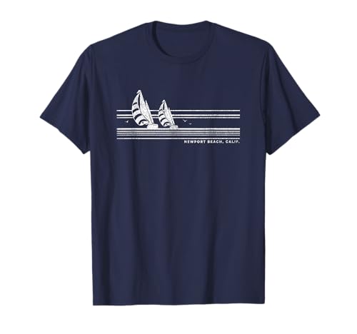 Newport Beach CA Vintage Sailing 70s Nautical Sailboat T-Shirt for Men Women Girls Kids