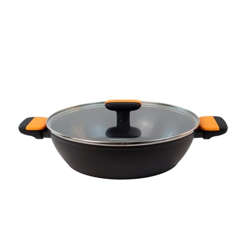 Fackelmann Soft Guisera Antiadherente 24 cm, Aluminio Forjado, Revestimiento Cerámico Greblon Libre de PFA, Apta para Inducción, Vitro, Gas y Horno, Mango Suave con Silicona Resistente al Calor, 1 ud.