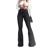 KDF High Waisted Flare Jeans for Women Bell Bottom Jeans with Belt for Women Stretch Wide Leg Jeans