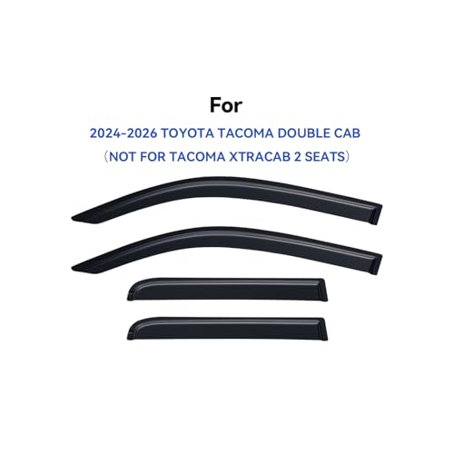 Image of Window Visors Rain Guards for 2024 2025 2026 Toyota Tacoma Double Cab, Out-Channel Window Vent Wind Deflectors Visors Shades for 24 25 26 Tacoma 4 Full-Size Cab