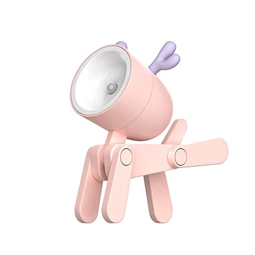 Mufern Candeeiro infantil com luz noturna de desenhos animados, candeeiros de mesa LED de cervo, bonitos, faça você mesmo, portáteis com suporte de telefone ajustável para crianças, estudantes, quarto, berç