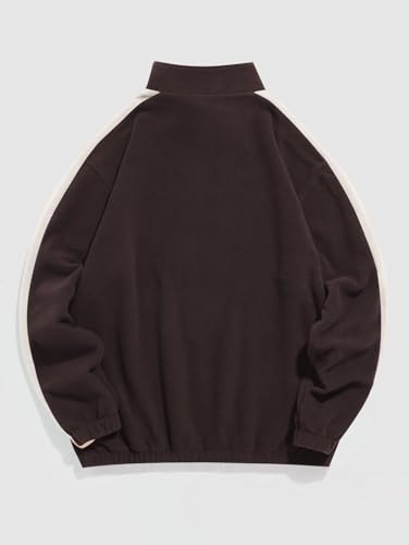 ZAFUL Mens Graphic Fleece Sweatshirts Quarter Zip Pullover Sweatshirt Letter Embroidered Oversized Vintage Hoodie Top3