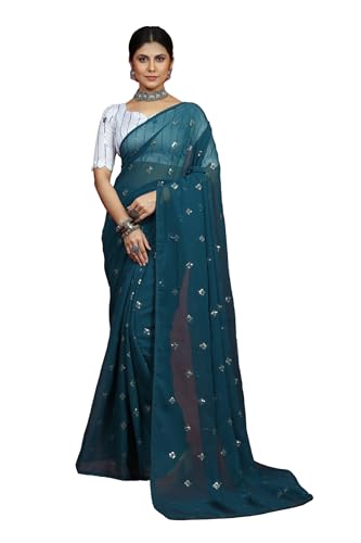 Image of Glory Sarees Women's Georgette Embroidery Saree With Blouse Piece (GLF721 Parent)