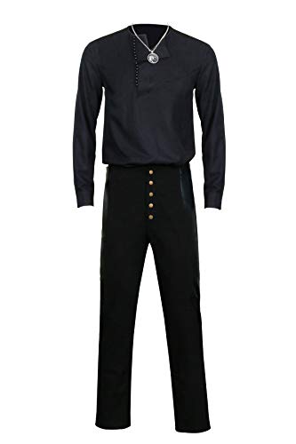 LOADREAM Geralt of Rivia Costume Men Witcher Wild Hunt Cosplay Outfit Deluxe White Wolf Halloween Shirt Pants Necklace Set (Medium)