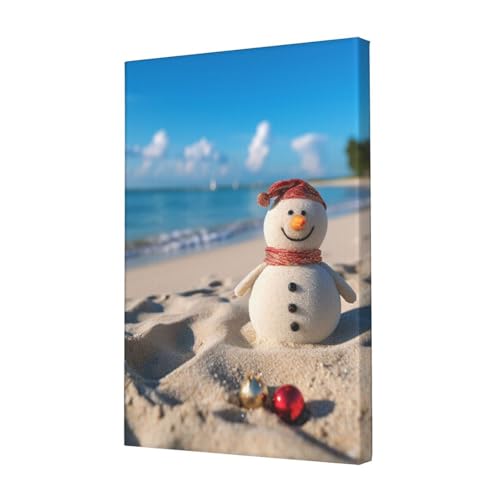 Impression sur toile de sable avec bonhomme de neige 30x45 cm pour decoration murale salon