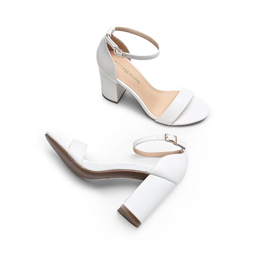 Image of DREAM PAIRS Heels for Women Chunky Block Heel Open Toe Ankle Strap 3.5 Inch Heeled Sandals for Party Date Wedding