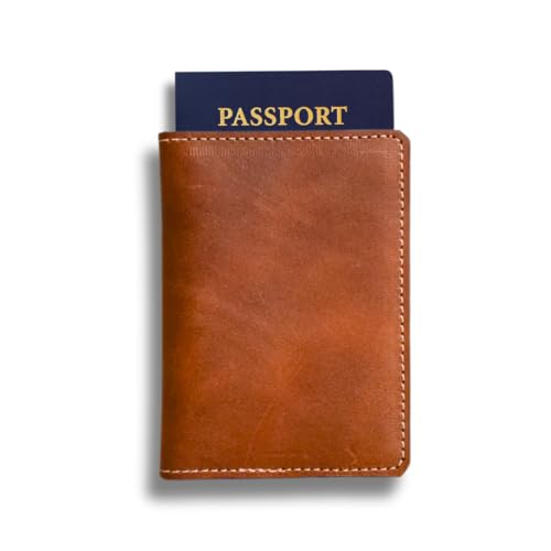 Genuine Leather Passport Holder for Women or Men – Handmade – Full-Grain Leather Passport Wallet