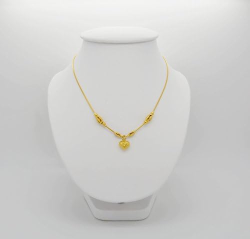 Gorgeous 22k 23k 24k Yellow Gold Plated Women Heart Drop Necklace 18" 1.5 mm