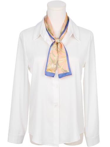 Women's Floral Printed Contrast Color Scarf, Skinny Long Hair Ribbon Neck Tie Scarves Neckerchief2