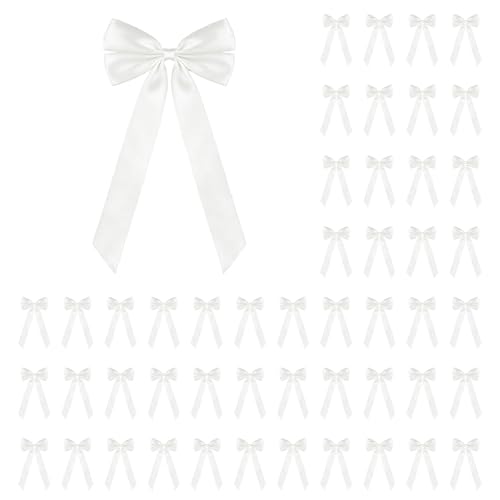 Aoyom 50Pcs White Satin Bows for Gift Wrapping and Christmas Tree