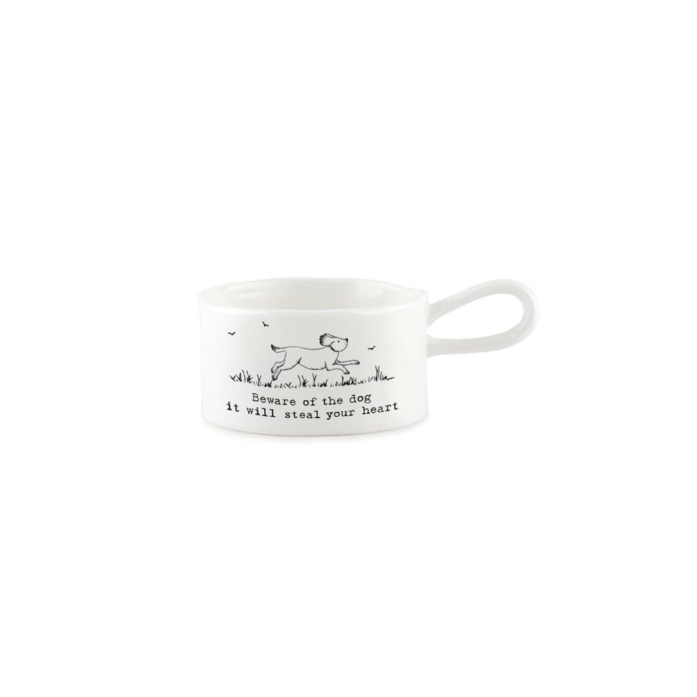 East of India Porcelain Handled Tea Light Holder in a Box - Beware of the dog it will steal your heart