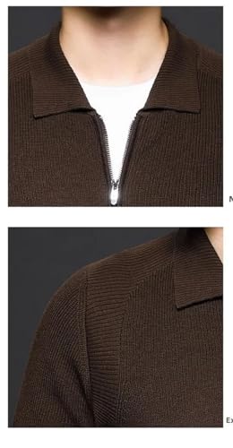 Men's Woolen Zipper Cardigan Thick Knitting Long Sleeve Classic Solid Sweater Cardigan3