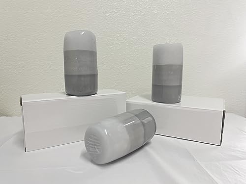 Flavcharm Set Of 3 Scented Candles 3" X 6" Creamy Coconut Scented Pillar Candles, Grey White Candles, Long Burning Candles, Smokeless Cotton Wick Candles For Home Decoration, Spa, Wedding #TOP1