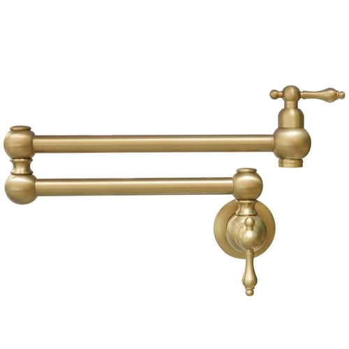 Robinet de cuisine laiton doré design mural de prestige avec bec pliable