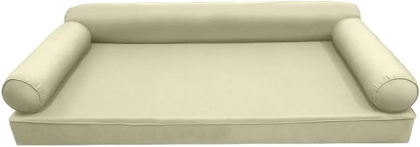 Prolinemax Style 6 - Mattress & Pillow Bolster for Outdoor Indoor Daybed Porch Swing Bed Piped Trim Crib Size AD005 | Covers ONLY |