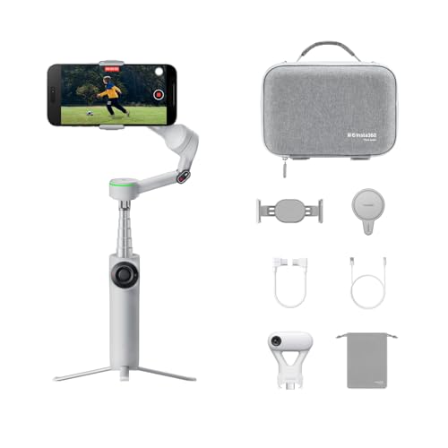 Insta360 Flow 2 Pro – Stabilisateur IA pour Smartphones (iPhone et Android) – Idéal pour Voyages, Vlogs et création – Pack créateur Ultime Gris