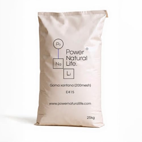 Goma Xantana en Polvo Power Natural Life - Grado Alimentario - Espesante Natural E415 (200 mesh) - Saco de 25kg - Ideal para Repostería, Salsas, Pan Sin Gluten y Cocina Profesional (25 kg)